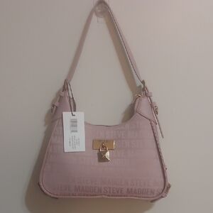 Steve Madden Blush Pink Shoulder Bag with Gold Lock Accent
